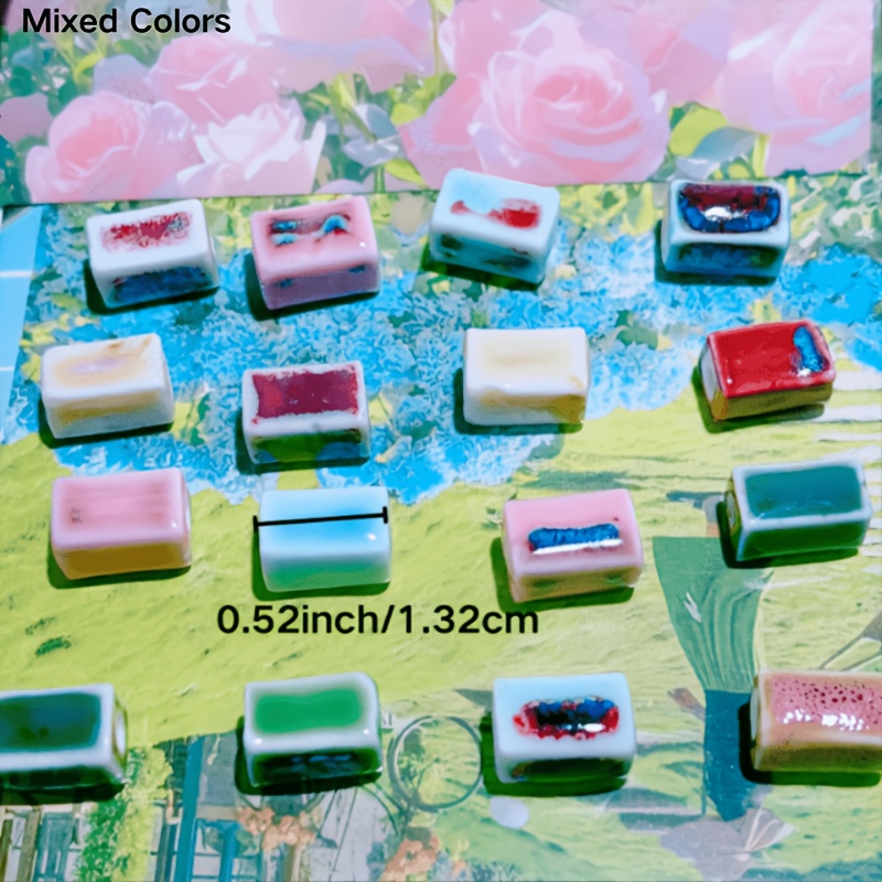 20 Rectangular Ceramic Beads for DIY Hanging Ornaments
